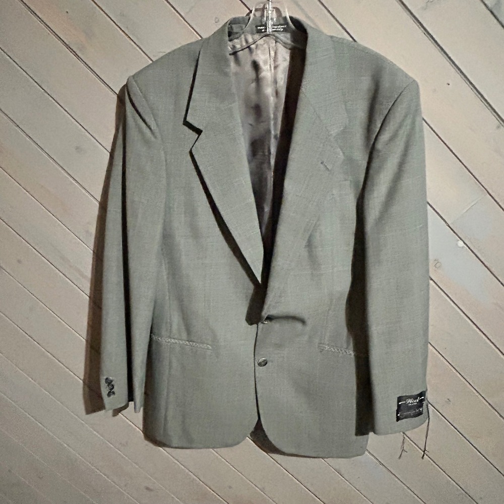 Egon Von‎ Furstenberg Mens Blazer Suit Jacket Gray Wool Blend Plaid Size 39
